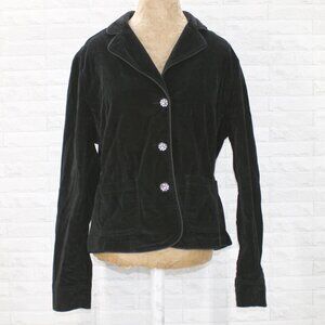 KIKIT JEANS Jacket Blazer Velvet Tailored Hourglass Rhinestone Buttons Black XL